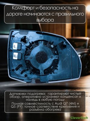 Зеркало левое асферическое с подогревом для AUDI Q7 4M Q5 FY